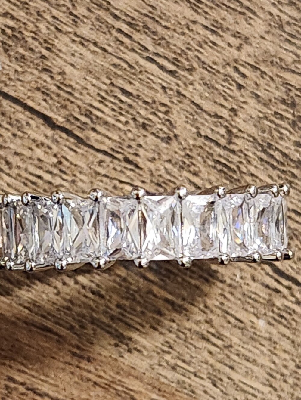 Sterling Silver Clear CZ Emerald-Cut Eternity Band - Silver - Picture 6 of 6